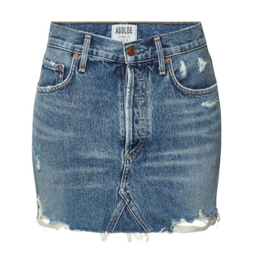 Agolde Quinn Distressed Skirt